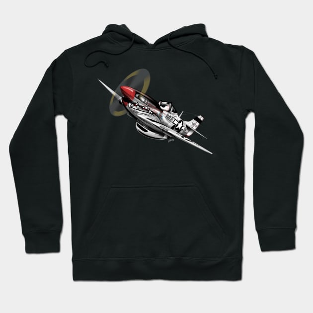 P-51 Mustang WWII Warbird Cartoon Hoodie by hobrath